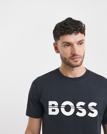 BOSS Short Sleeve Raised Logo T-Shirt - Dark Blue