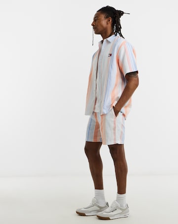 Tommy Jeans Short Sleeve Relax Stripe Short Sleeve Shirt - White