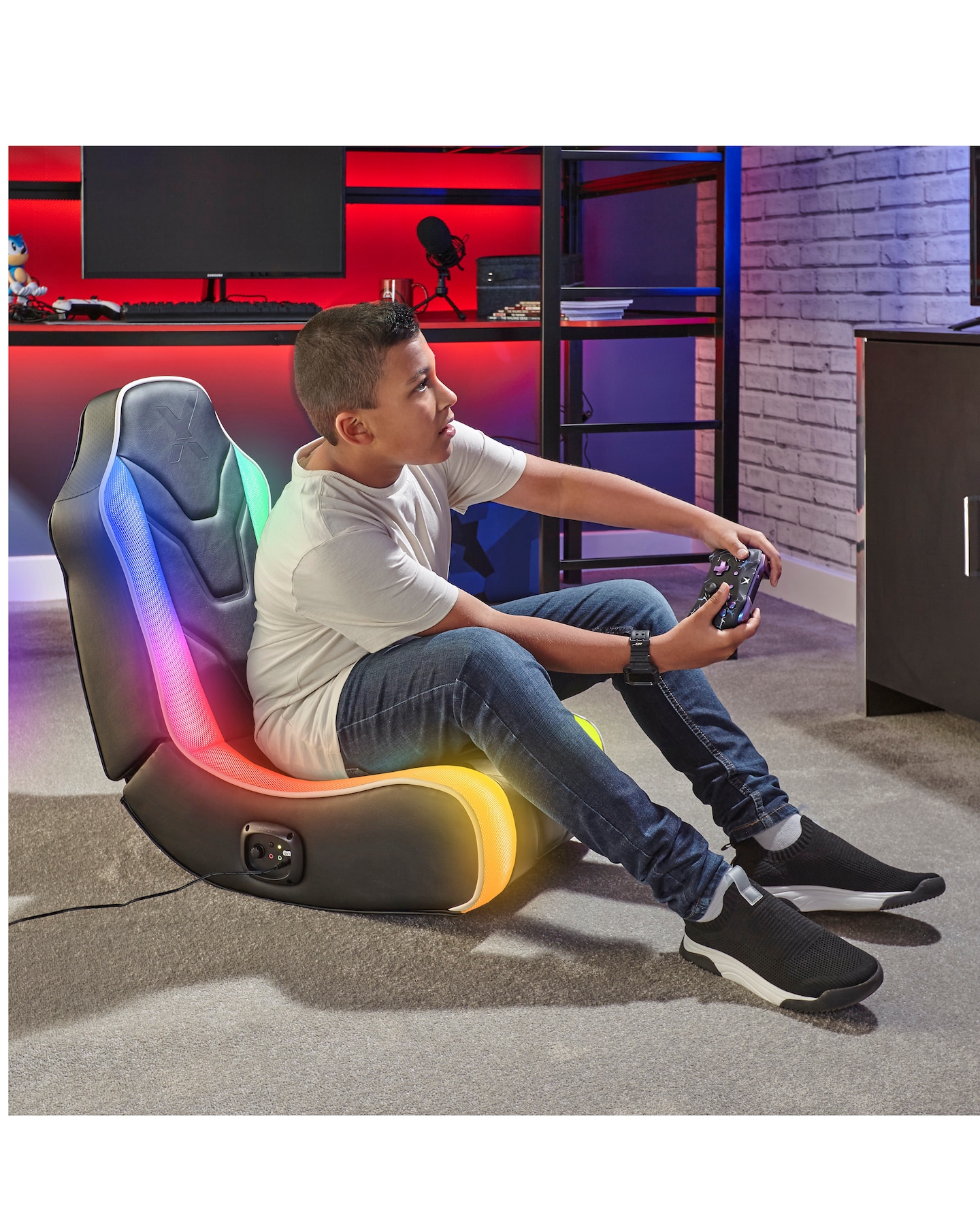 X Rocker Chimera Audio Floor Rocker LED Gaming Chair for Kids