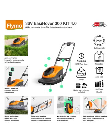 Flymo 36V EasiHover 300 Cordless Hover Lawnmower