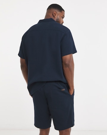 Jack & Jones Global Waffle Resort Shirt and Short Set - Navy