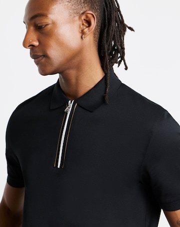 BOSS Short Sleeve Zip Polo - Black