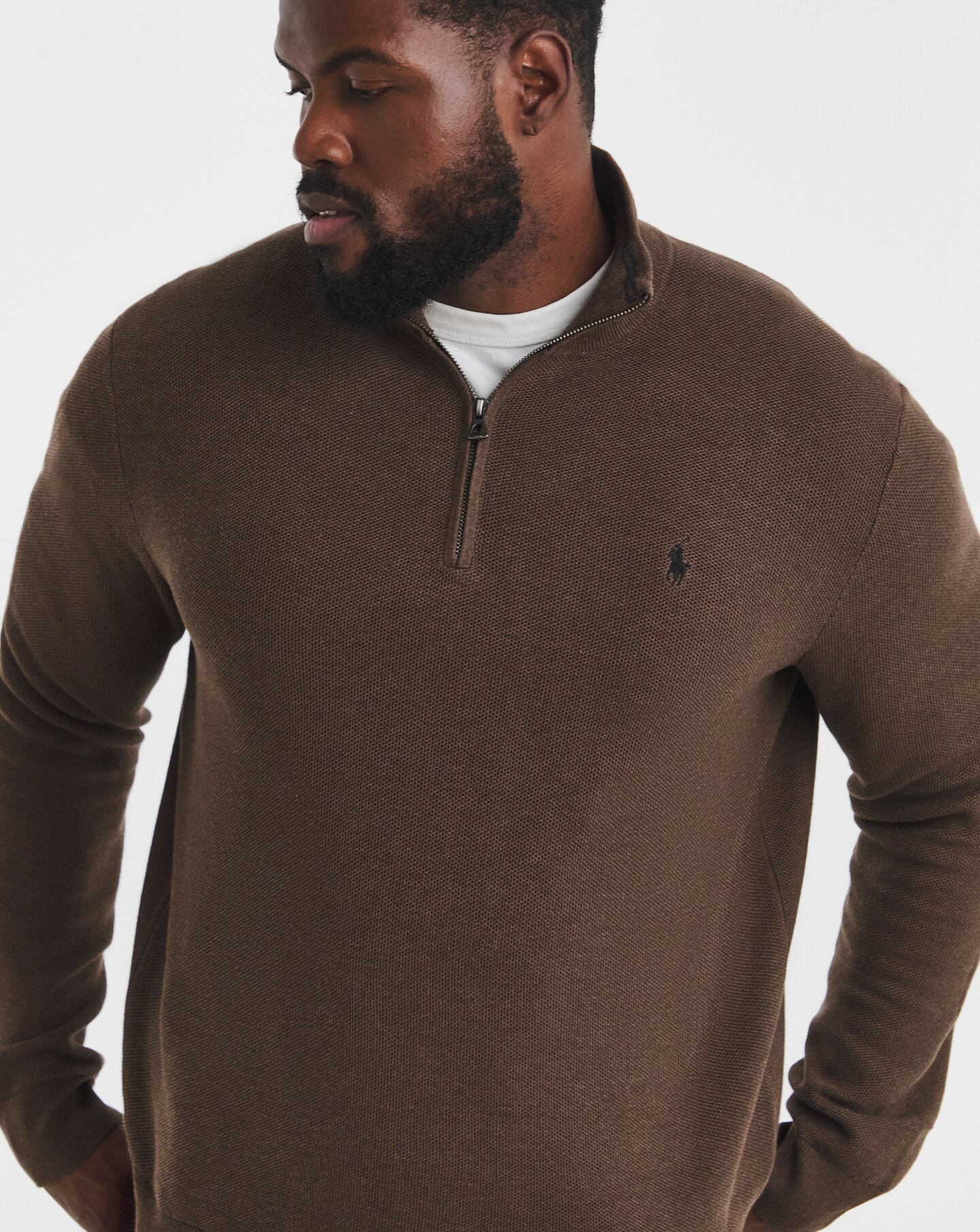 Polo Ralph Lauren 1/4 Zip Jumper - Brown Heather | Jacamo