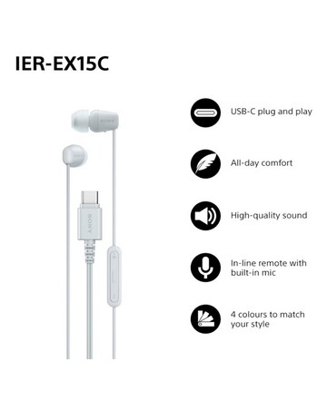 SONY IER-EX15C USB-C Wired Earphones - White