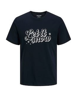Jack &amp; Jones Xmas TEXT T-Shirt - Sky Captain
