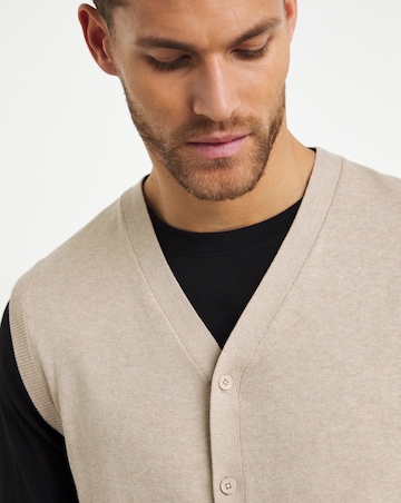 Stone Knitted Button Up Sweater Vest