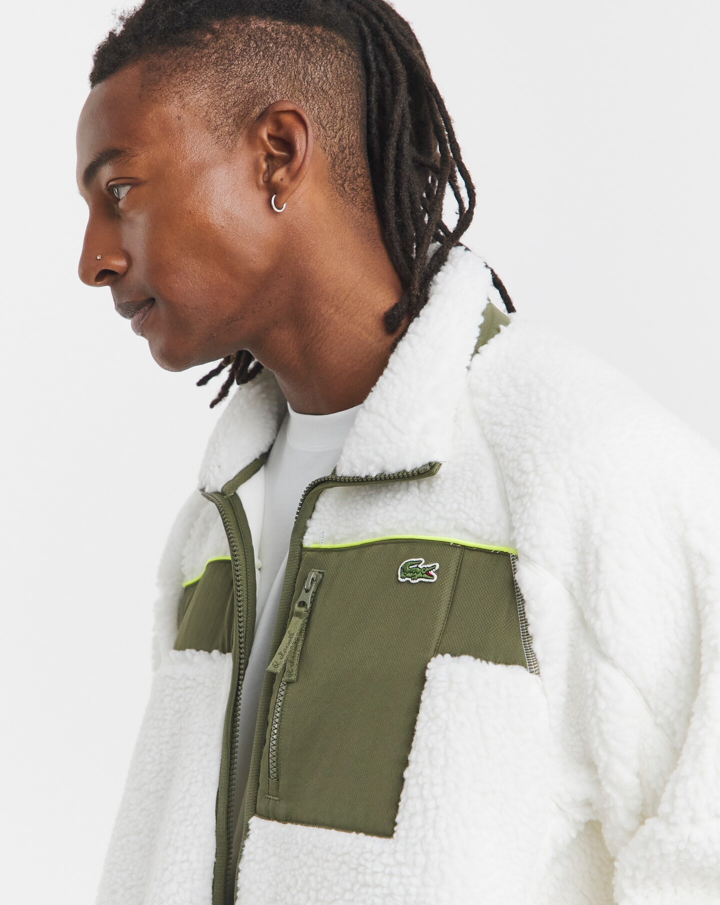 Lacoste Colourblock Fleece - White | Jacamo