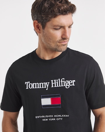 Tommy Hilfiger Short Sleeve Embroidered Flag T-Shirt - Black
