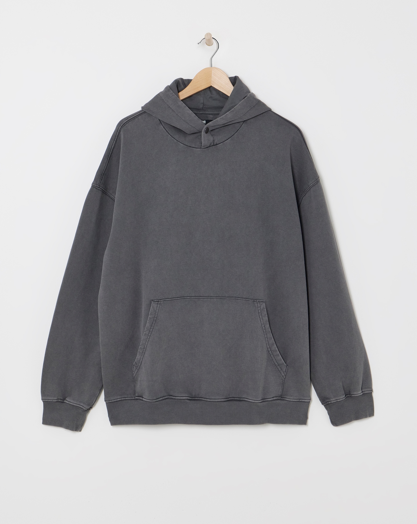 Acid Wash Oversized Hoodie- Charcoal | Jacamo