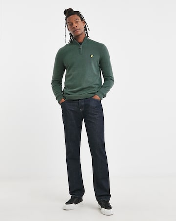 Lyle & Scott Deep Green Cotton Merino 1/4 Zip Jumper