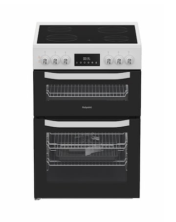 Hotpoint HTE6VDCW 60cm Electric Twin Cooker with Multiflow - White