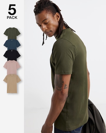 5 Pack Crew Neck T-Shirts Long - Multi