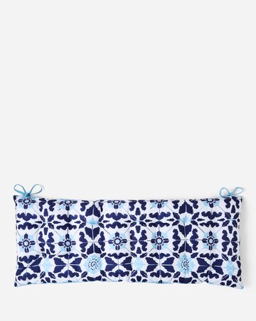 Tile Print Outdoor Benchpad with Striped Reverse