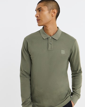 BOSS Long Sleeve Badge Polo - Green