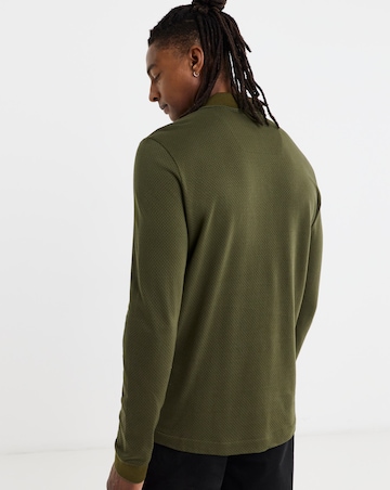 BOSS Long Sleeve Zip Polo - Dark Green