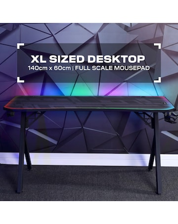 X Rocker Lumio XL Gaming Desk with 3 Sided App-Controlled LED Lighting