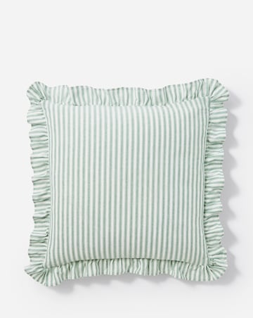 Sylvia Ruffled Stripe Cushion - Green
