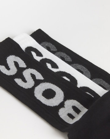 BOSS 3 Pack Rib Logo Sport Sock - Black/White