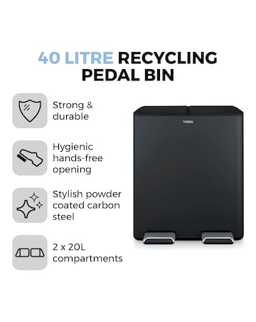 Tower 40L Recycling Pedal Bin Black