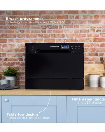 Russell Hobbs RHTTDW6B Table Top Dishwasher - Black