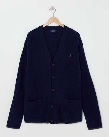 Polo Ralph Lauren Navy Cashmere Mix Cable Cardigan