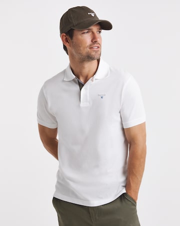 Barbour Short Sleeve Tartan Pique Polo Shirt - White