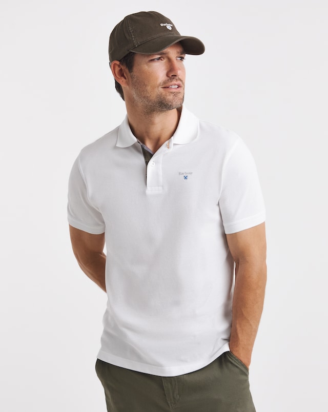 Barbour Short Sleeve Tartan Pique Polo Shirt - White