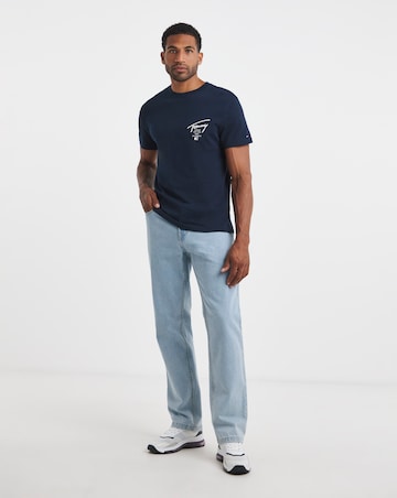 Tommy Jeans Short Sleeve Signature Back Print T-Shirt - Navy