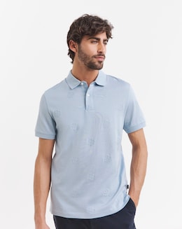 BOSS Short Sleeve Embossed Logo Polo - Light Blue