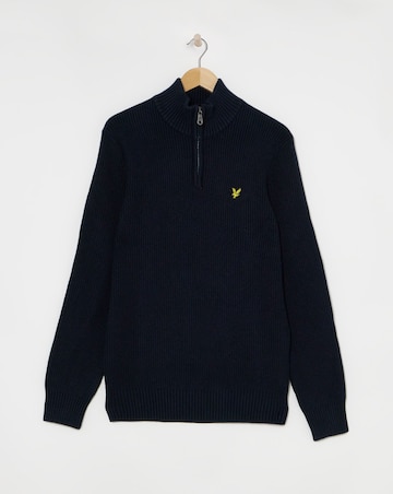 Lyle & Scott Navy 1/4 Zip Shackers Stitch Jumper