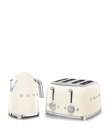 Smeg Kettle and 4 Slice Toaster Cream