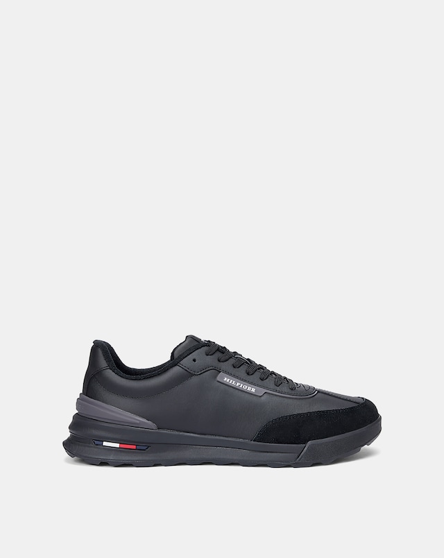 Tommy Hilfiger Leather Mix Retro Runner - Black