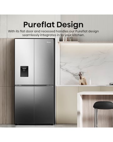 Hisense RQ5P470SMIE 80cm American 4 Door Fridge Freezer - Black