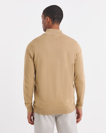 Cotton 1/4 Zip Funnel Knit Top