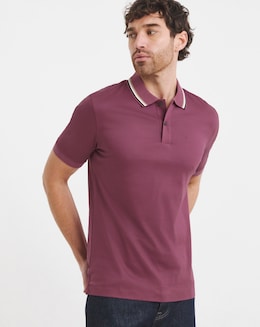 BOSS Tipped Collar Jersey Polo - Plum