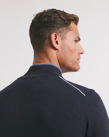 BOSS Navy Classic Quarter Zip Jumper