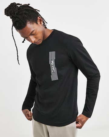 Calvin Klein Long SLeeve Black Horizontal Logo T-Shirt