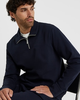 Folio Interlock 1/4 Zip Sweatshirt-Navy