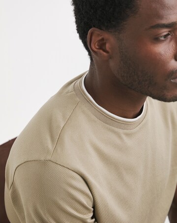 BOSS Short Sleeve Tipped Neck T-Shirt - Beige
