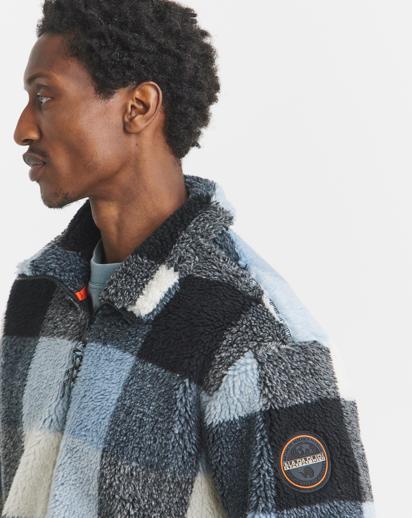 Napapijri Montepiana Check Teddy Fleece - Blue | Jacamo