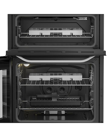 Hotpoint HTG6GDCW 60cm Gas Twin Cooker with Glass Lid - White