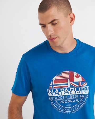 Napapijri Turin Flag Logo T-Shirt - Blue