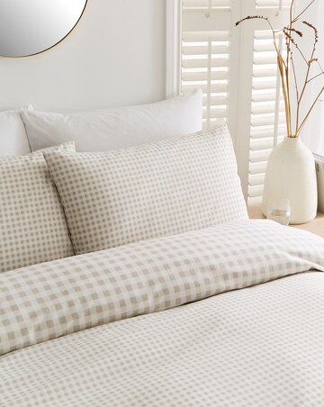Gingham Cotton Blend Reversible Duvet Cover Set