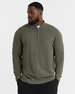 Cotton 1/4 Zip Funnel Knit Top