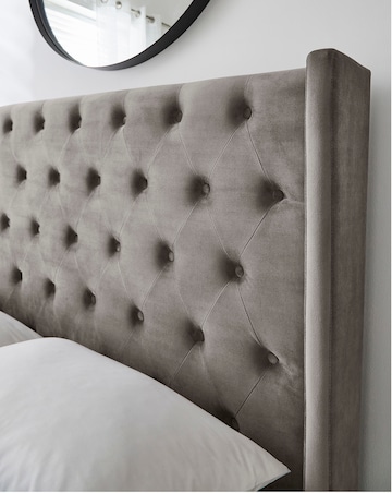 Allegra Winged Velvet Ottoman Bedframe