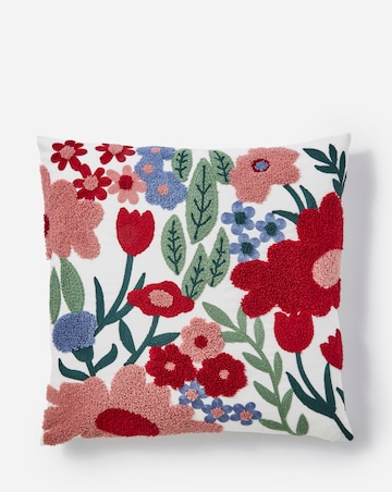 Eva Boucle Embroidered Floral Cushion