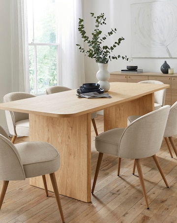 Oslo Panel End Dining Table with 6 Emilie Fabric Chairs