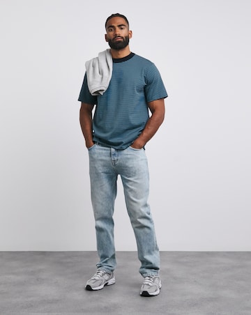Armor Lux Hertiage Stripe Crew Neck T-Shirt - Teal/Navy