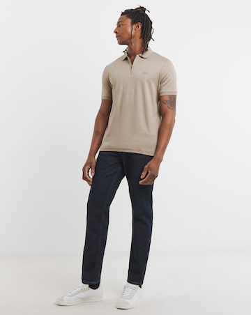 Cavin Klein Short Sleeve Liquid Touch Zip Neck Polo - Stone