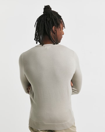 Stone Merino Wool V Neck Jumper